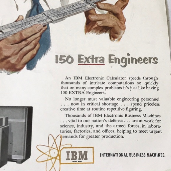 Coca Cola 1952 ad IBM Slide Rule ad 1952 card stock paper - Picture 6 of 6